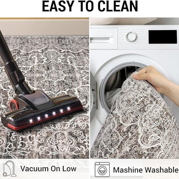 KUTA Runners for Hallways 2x6 Tan, Vintage Floral Rug Non-Slip Washable - Picture 2 of 6